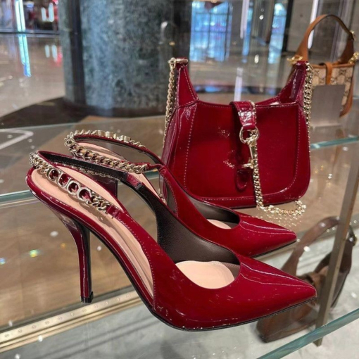 Custom Gucci Leather Slingback High Heels - Image 2