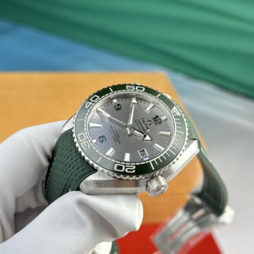 Custom Omega Planet Ocean 600M Brushed Gray Dial with Green Ceramic Bezel - Swiss Omega23 - Image 2