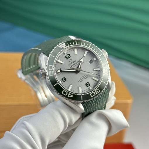 Custom Omega Planet Ocean 600M Brushed Gray Dial with Green Ceramic Bezel - Swiss Omega23 - Image 3