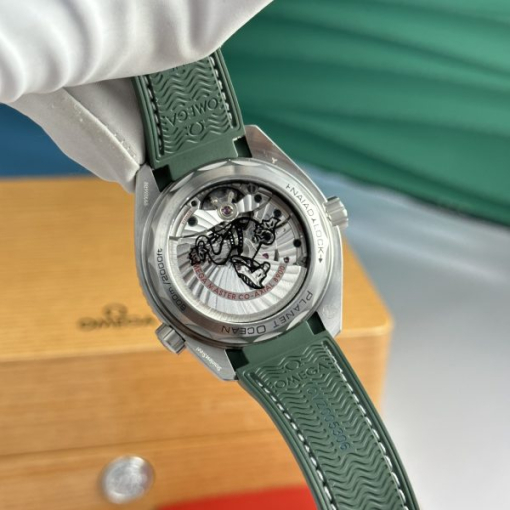 Custom Omega Planet Ocean 600M Brushed Gray Dial with Green Ceramic Bezel - Swiss Omega23 - Image 7