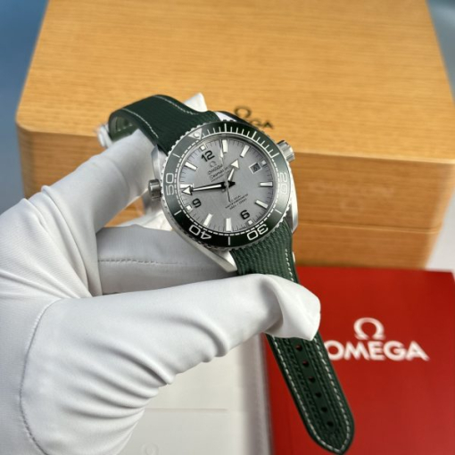 Custom Omega Planet Ocean 600M Brushed Gray Dial with Green Ceramic Bezel - Swiss Omega23 - Image 6