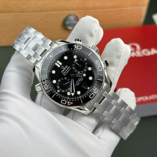 Custom Omega Seamaster Diver 300M Chronograph Black - Swiss Omega6 - Image 2