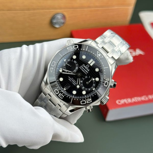 Custom Omega Seamaster Diver 300M Chronograph Black - Swiss Omega6 - Image 4