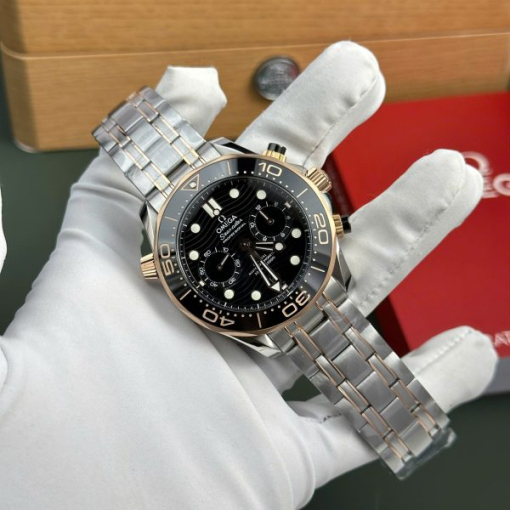 Custom Omega Seamaster Diver 300M Chronograph Demi Gold- Swiss Omega7 - Image 2