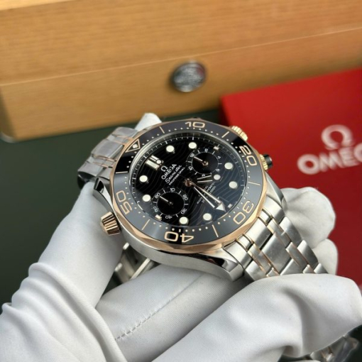 Custom Omega Seamaster Diver 300M Chronograph Demi Gold- Swiss Omega7 - Image 5