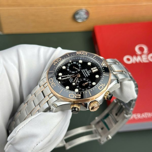 Custom Omega Seamaster Diver 300M Chronograph Demi Gold- Swiss Omega7 - Image 3