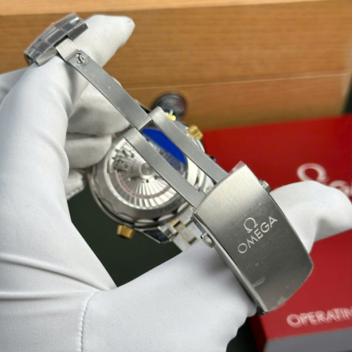 Custom Omega Seamaster Diver 300M Chronograph Demi Blue Gold- Swiss Omega8 - Image 8