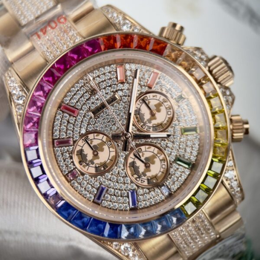 Custom Rolex Daytona Rainbow Rose Gold - Swiss 115 - Image 2