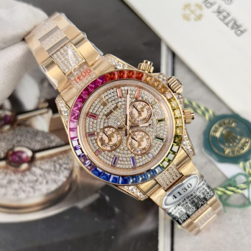 Custom Rolex Daytona Rainbow Rose Gold - Swiss 115