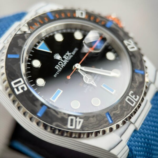 Custom Rolex Submariner Blue Fabric Strap - Swiss 14 - Image 3