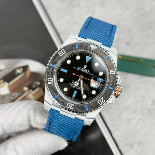 Custom Rolex Submariner Blue Fabric Strap - Swiss 14 - Image 2