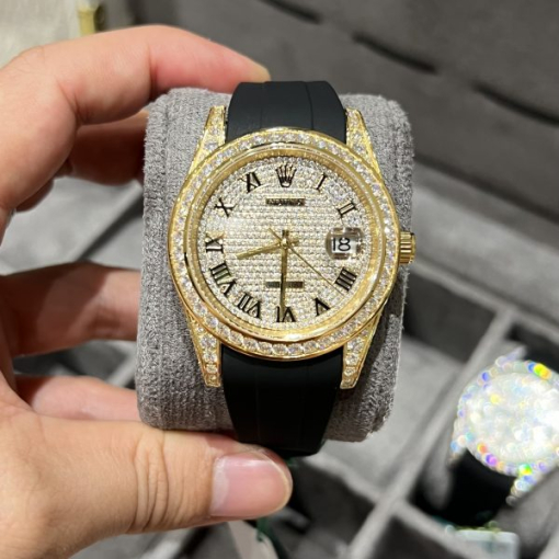 Custom Rolex DateJust Diamonds Gold Dial - Swiss 65