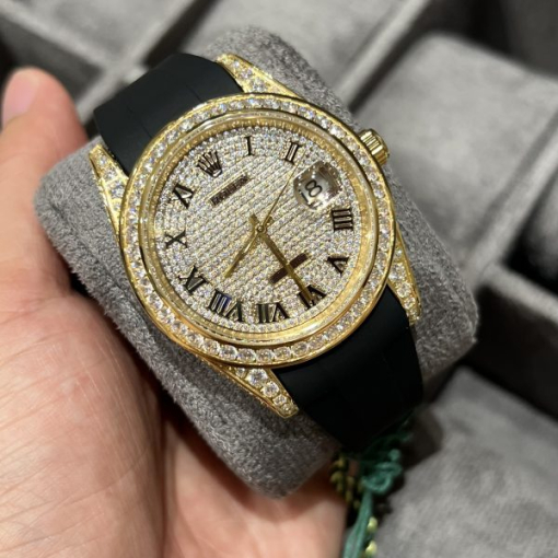 Custom Rolex DateJust Diamonds Gold Dial - Swiss 65 - Image 2