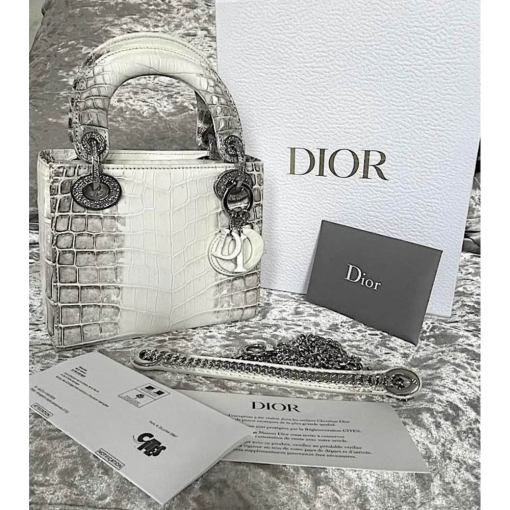 Custom Dior Lady Crocodile In White - Image 2