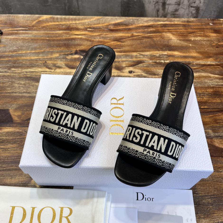 Custom Dior Classic Embroidered Heeled Slides - Image 2
