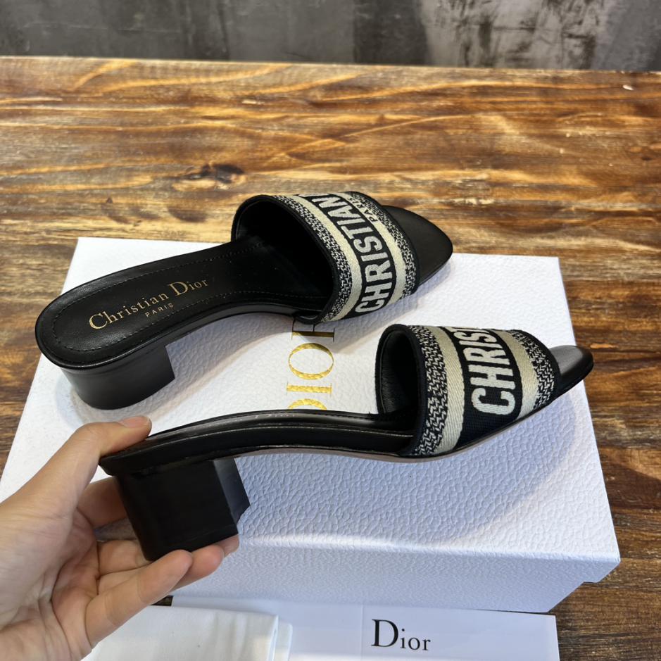 Custom Dior Classic Embroidered Heeled Slides - Image 4