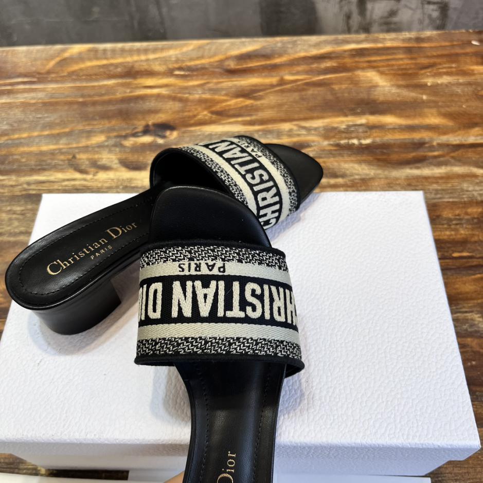 Custom Dior Classic Embroidered Heeled Slides - Image 3