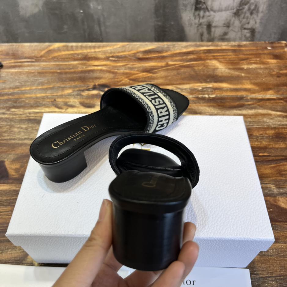Custom Dior Classic Embroidered Heeled Slides - Image 5