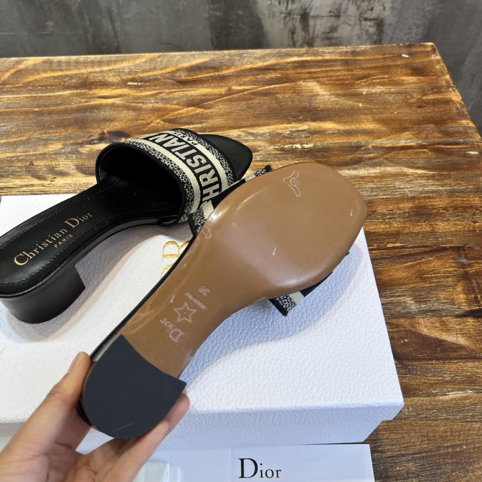 Custom Dior Classic Embroidered Heeled Slides - Image 6