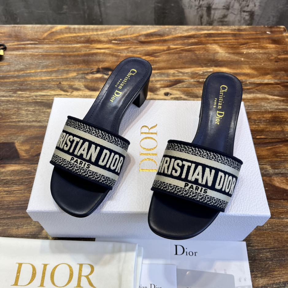 Custom Dior Classic Embroidered Heeled Slides - Image 2