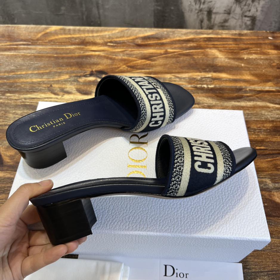 Custom Dior Classic Embroidered Heeled Slides - Image 3