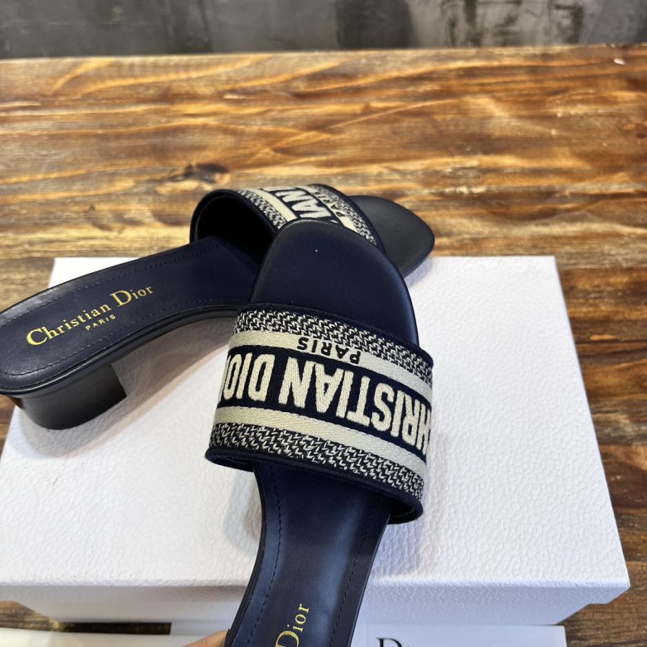 Custom Dior Classic Embroidered Heeled Slides - Image 4