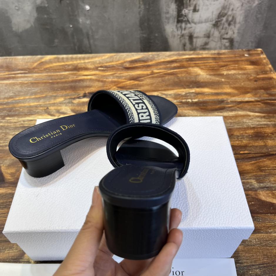 Custom Dior Classic Embroidered Heeled Slides - Image 5
