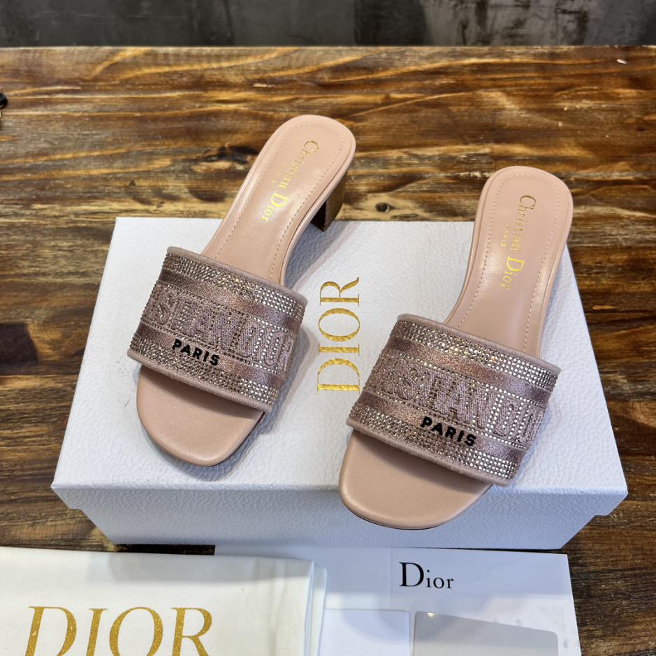 Custom Dior Classic Embroidered Heeled Slides - Image 2