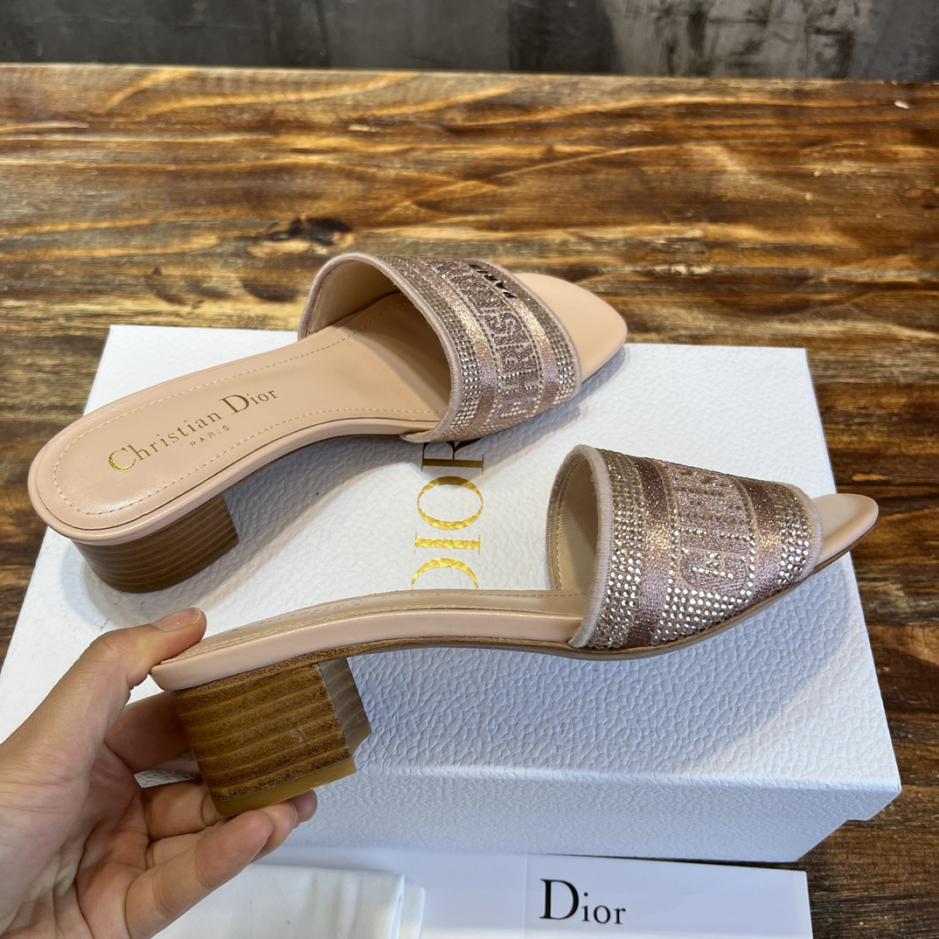Custom Dior Classic Embroidered Heeled Slides - Image 6
