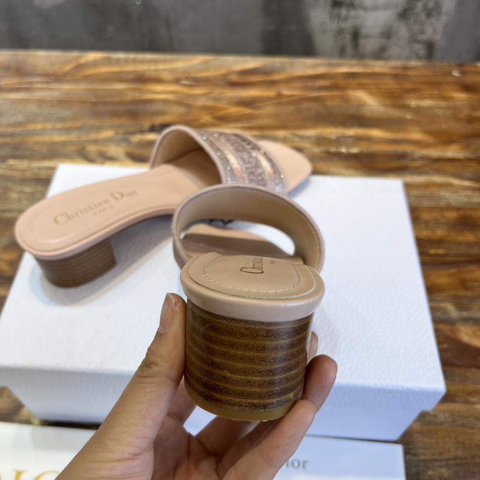 Custom Dior Classic Embroidered Heeled Slides - Image 4