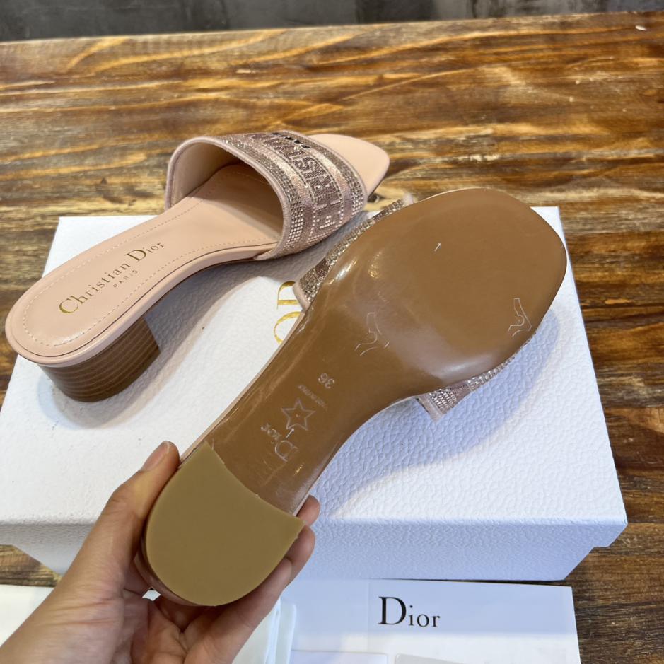 Custom Dior Classic Embroidered Heeled Slides - Image 3