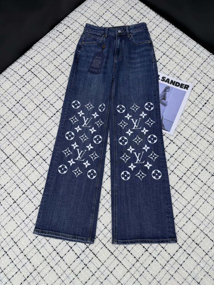 Custom Louis Vuitton Embellished Denim Trousers