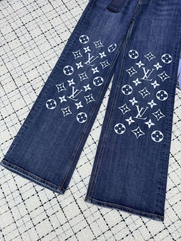 Custom Louis Vuitton Embellished Denim Trousers - Image 3