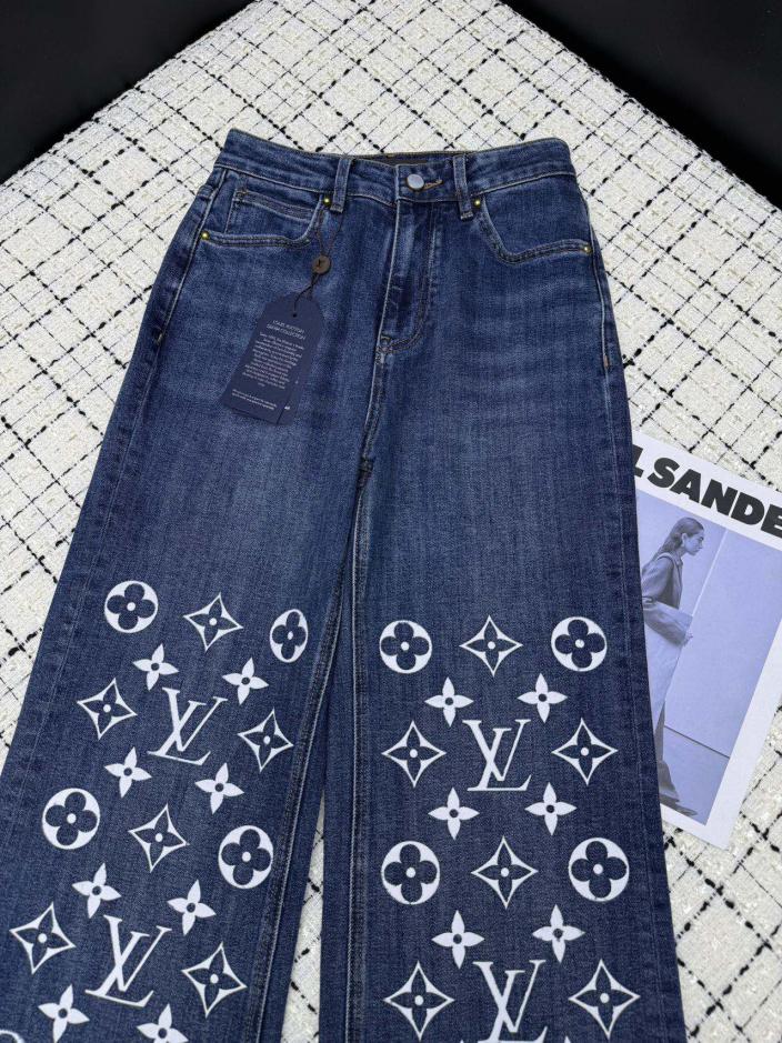 Custom Louis Vuitton Embellished Denim Trousers - Image 2