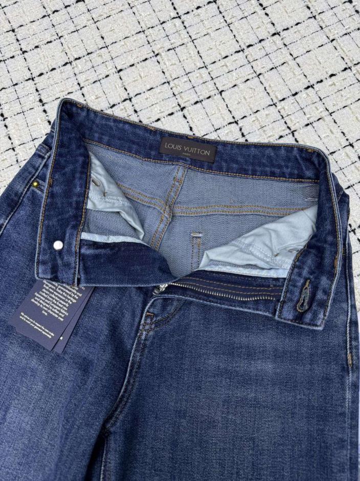 Custom Louis Vuitton Embellished Denim Trousers - Image 4