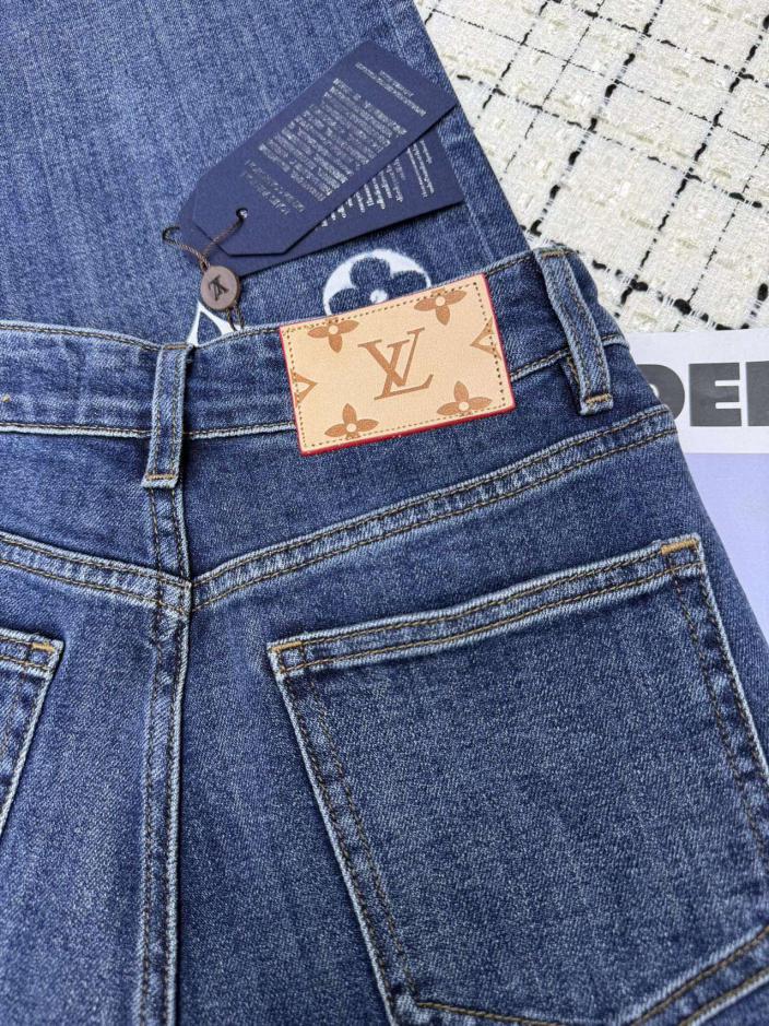 Custom Louis Vuitton Embellished Denim Trousers - Image 5