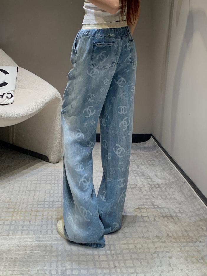 Custom Chanel Denim Wide-Leg Sweatpants - Image 6