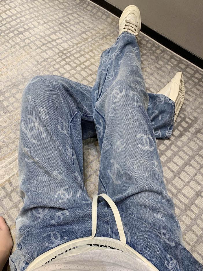 Custom Chanel Denim Wide-Leg Sweatpants - Image 9