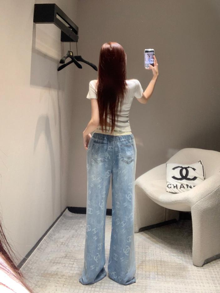 Custom Chanel Denim Wide-Leg Sweatpants - Image 7