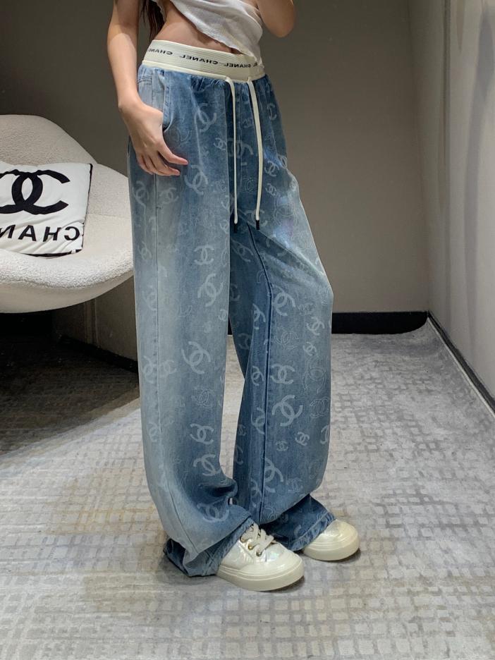 Custom Chanel Denim Wide-Leg Sweatpants - Image 5