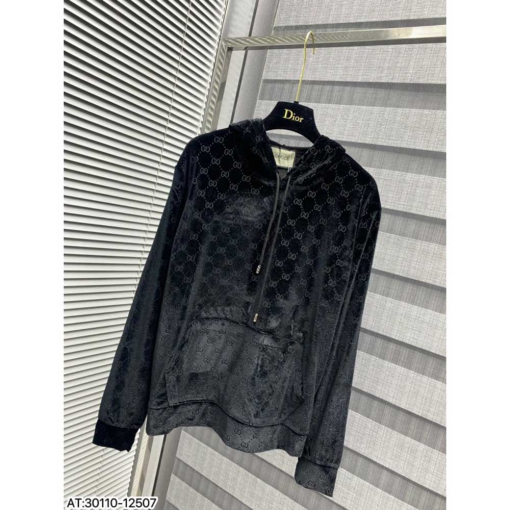 Custom Gucci Long Sleeve Velvet Hoodie - Image 6