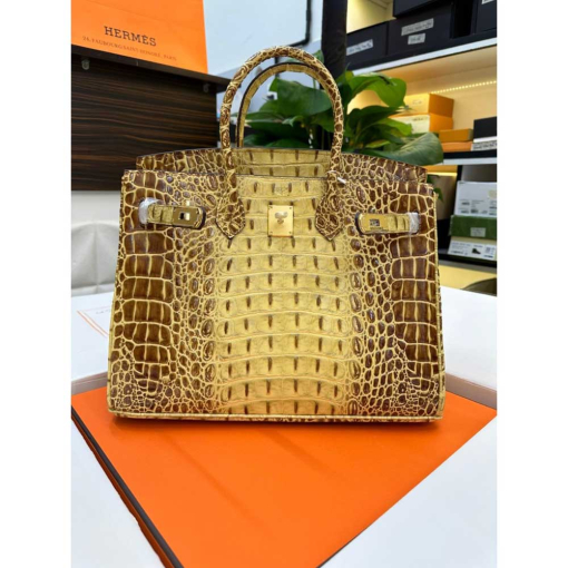 Custom Hermes Birkin Yellow Crocodile-embossed - Image 9