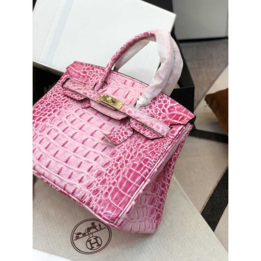 Custom Hermes Birkin Pink Crocodile-embossed - Image 6