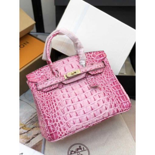 Custom Hermes Birkin Pink Crocodile-embossed - Image 5