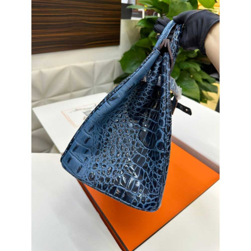 Custom Hermes Birkin Blue Crocodile-embossed - Image 10