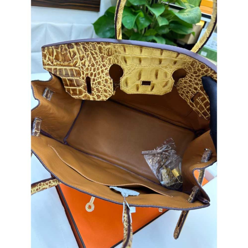 Custom Hermes Birkin Yellow Crocodile-embossed - Image 6