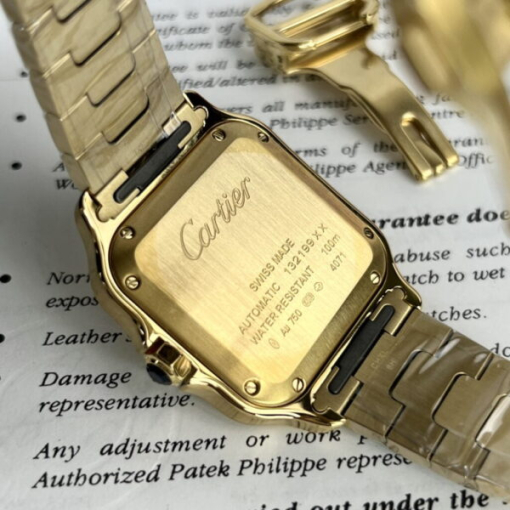 Custom Lady Cartier Santos de Cartier Gold White Dial - Swiss Lady Watch 5 - Image 7