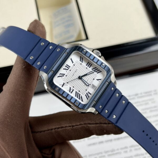 Custom Cartier Santos WSSA0048 Blue- Swiss Cartier20 - Image 3