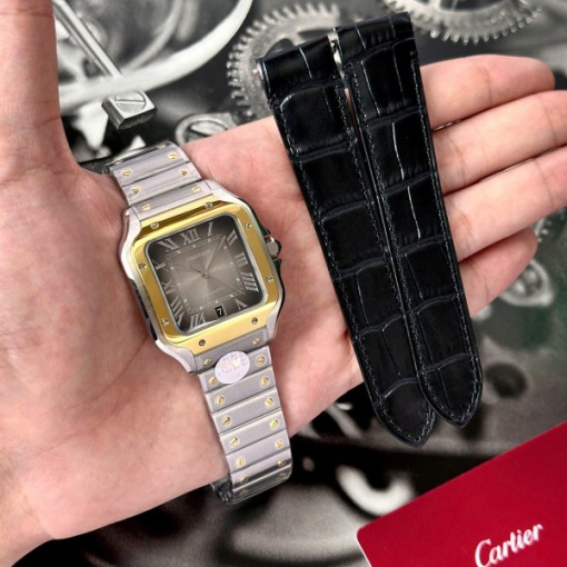 Custom Cartier Santos CRW2SA0030 Demi Grey Gold - Swiss Cartier6