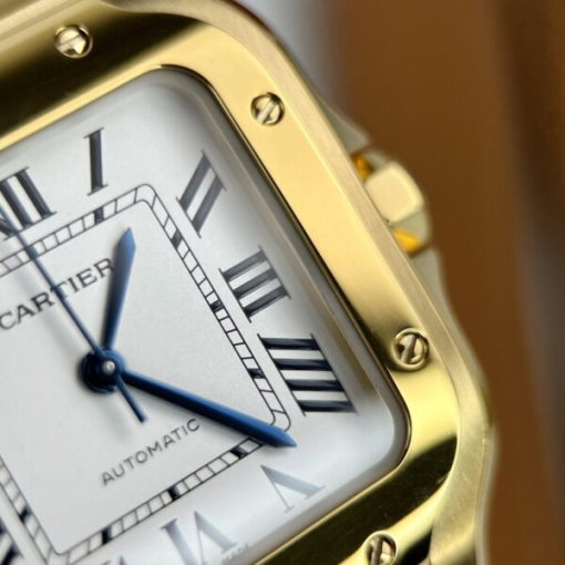 Custom Lady Cartier Santos de Cartier Gold White Dial - Swiss Lady Watch 5 - Image 4